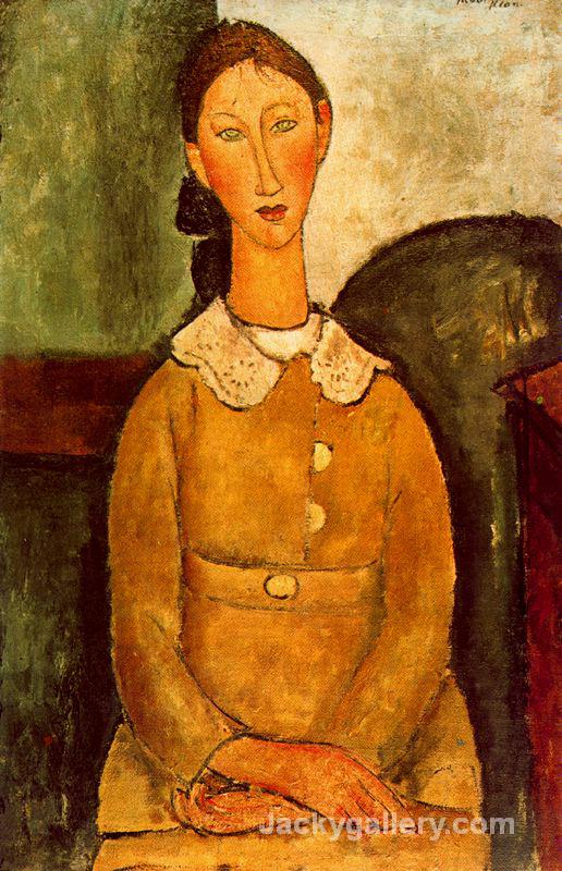 A girl in yellow dress by Amedeo Modigliani paintings reproduction